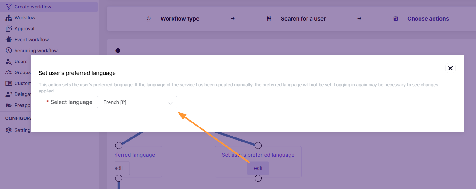 Setting users preferred language